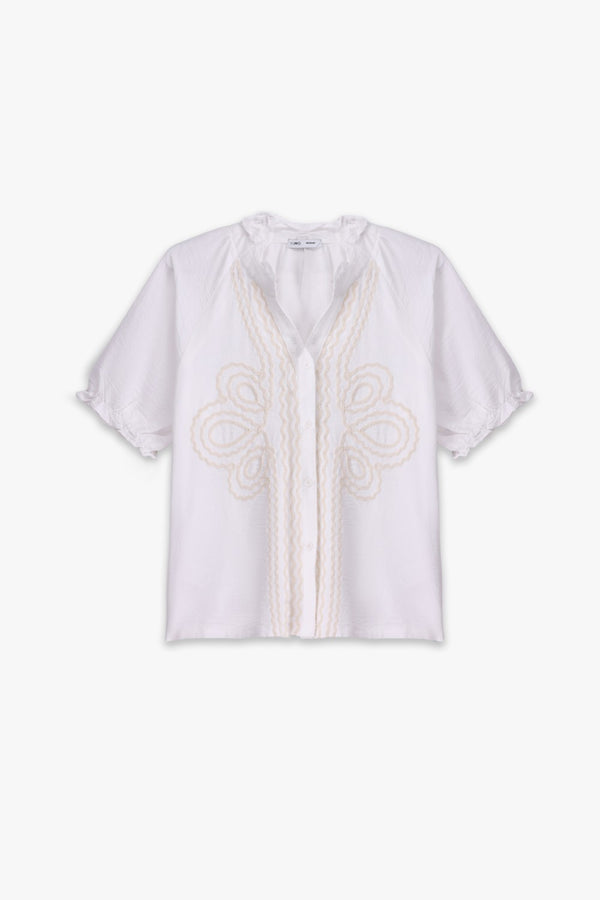 Embroidered Linen Top