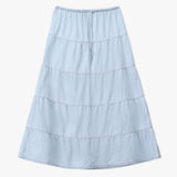 Tiered Chambray Maxi Skirt