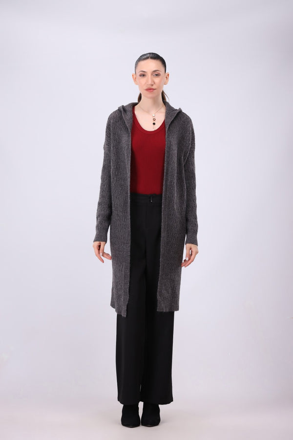 Cable Knit Hooded Cardigan