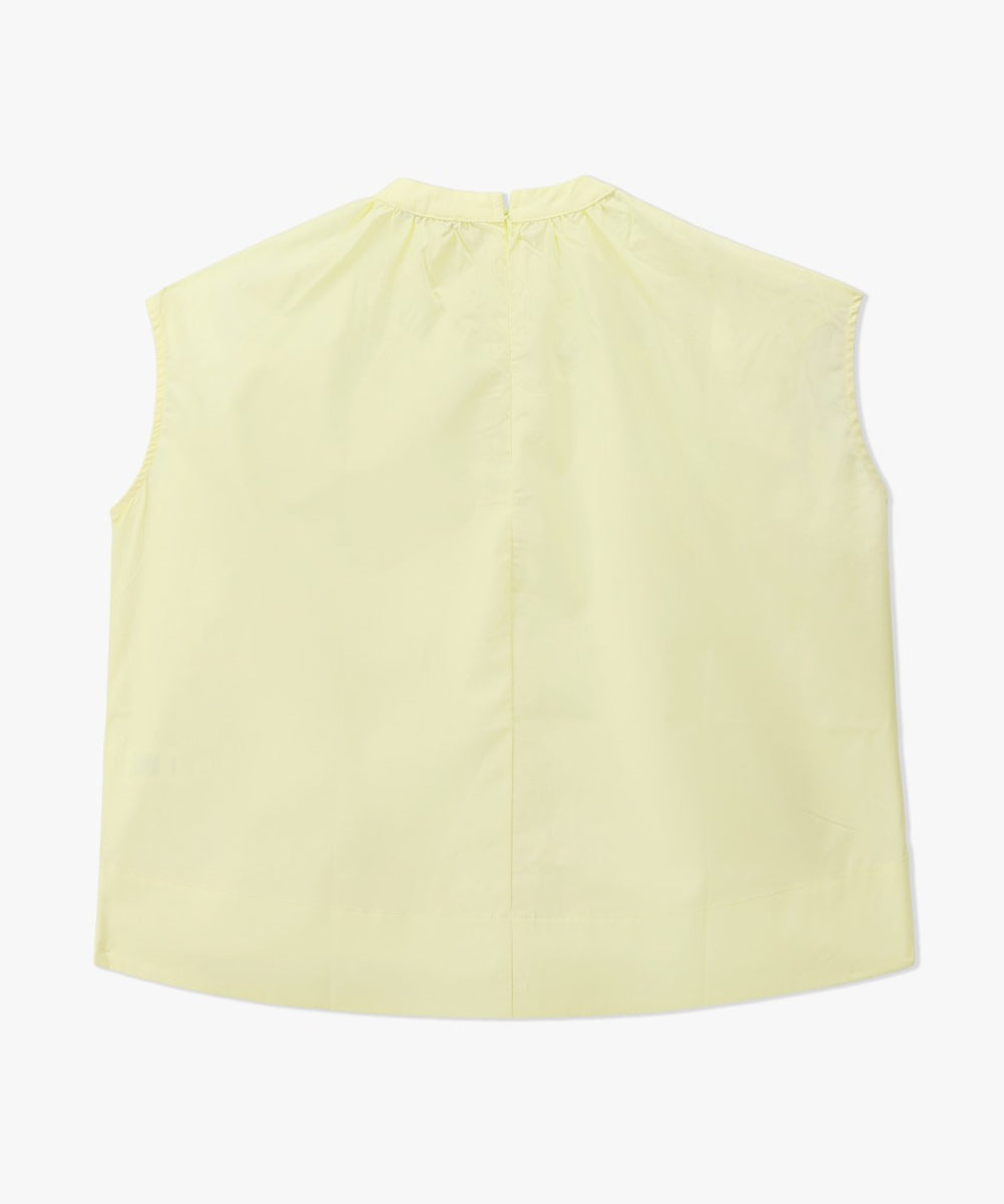 Cap Sleeve Poplin Top with Pleated Detail for Summer