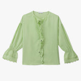 Ruffle-Trim Peasant Blouse