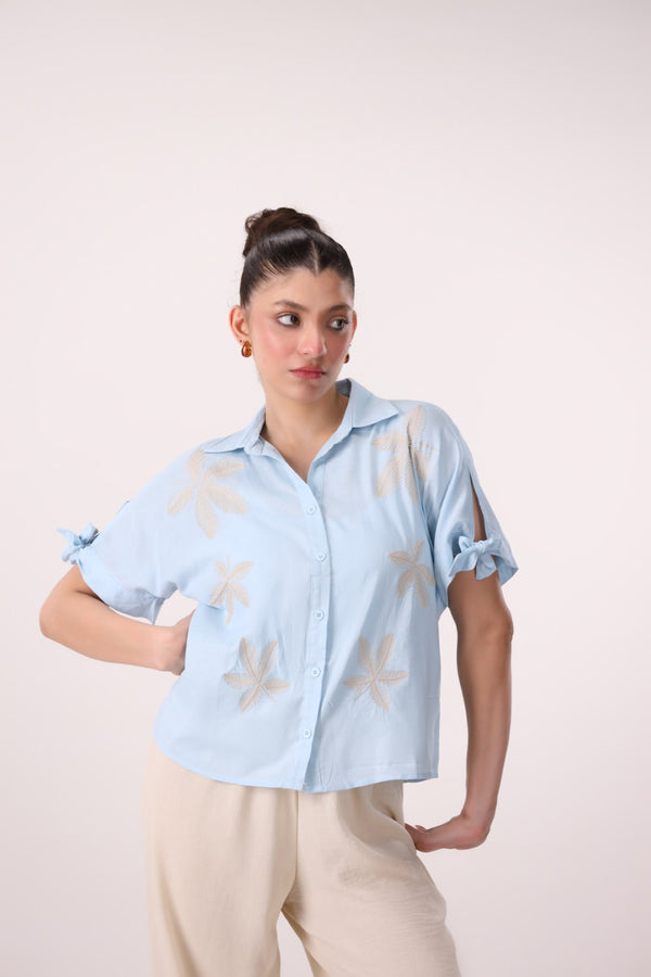 Embroidered Linen Top