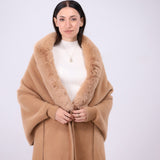 Faux Fur Collar Poncho