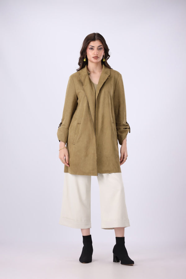 Tailored Suede Trench Coat