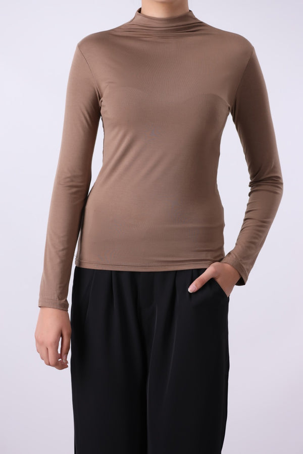 Mock Neck Stretch Top