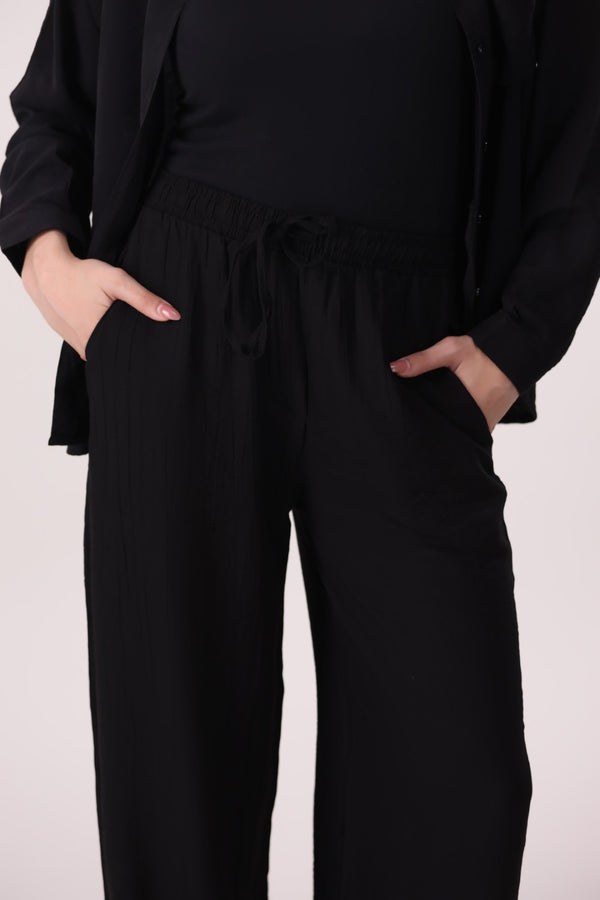 Textured Wide Leg Trousers