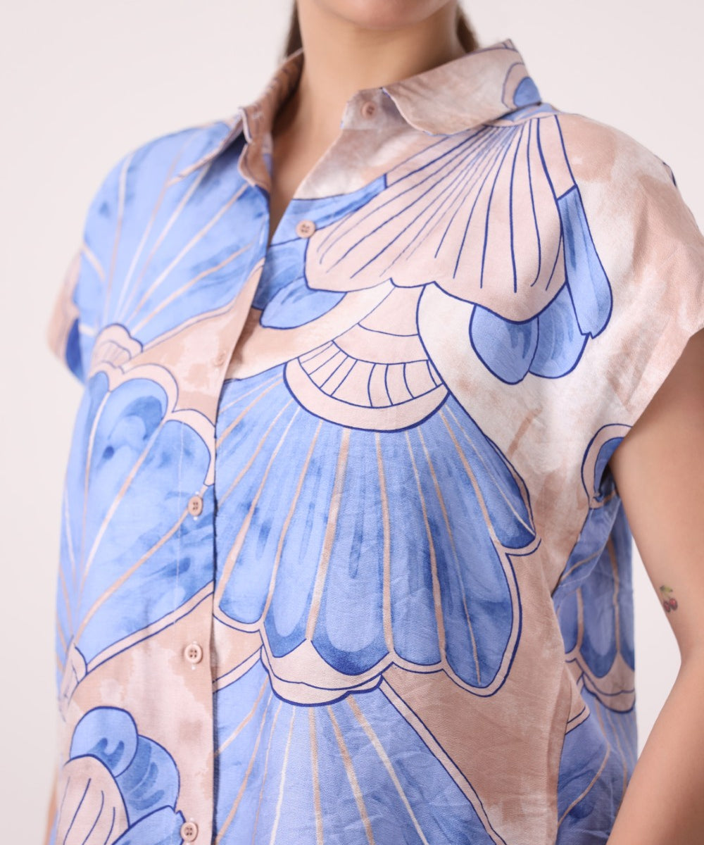 Cap Sleeved Printed Shirt