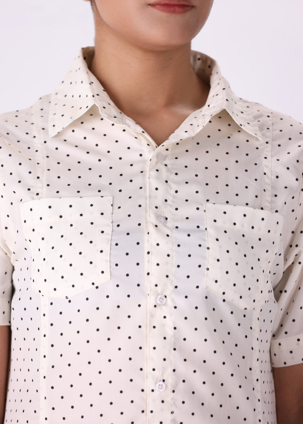 Polka Dot Shirt Dress with Crisp Shape for Daytime Wear