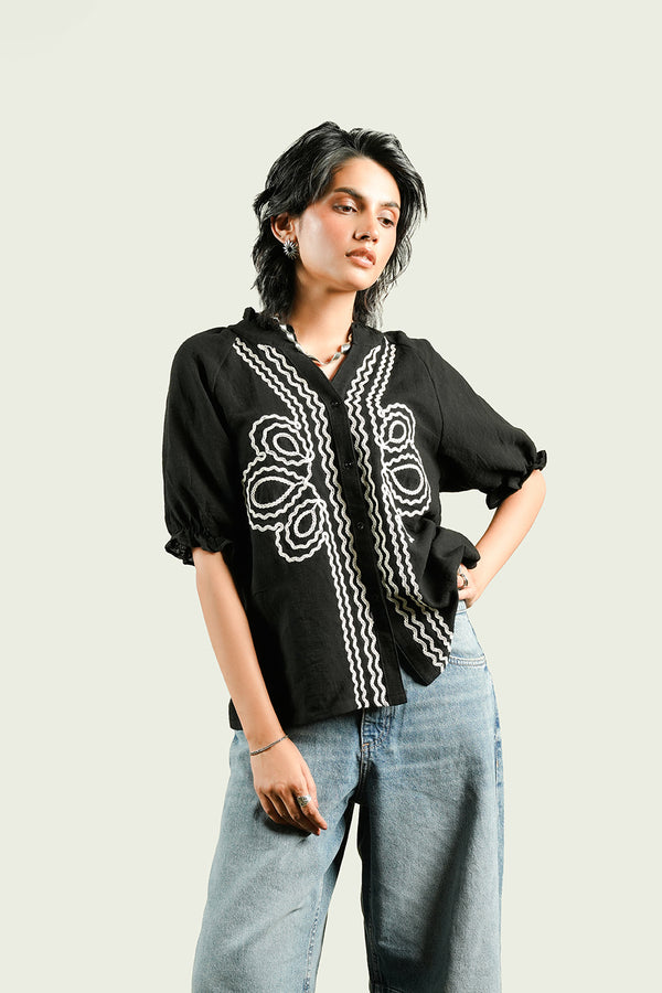 Embroidered Linen Top