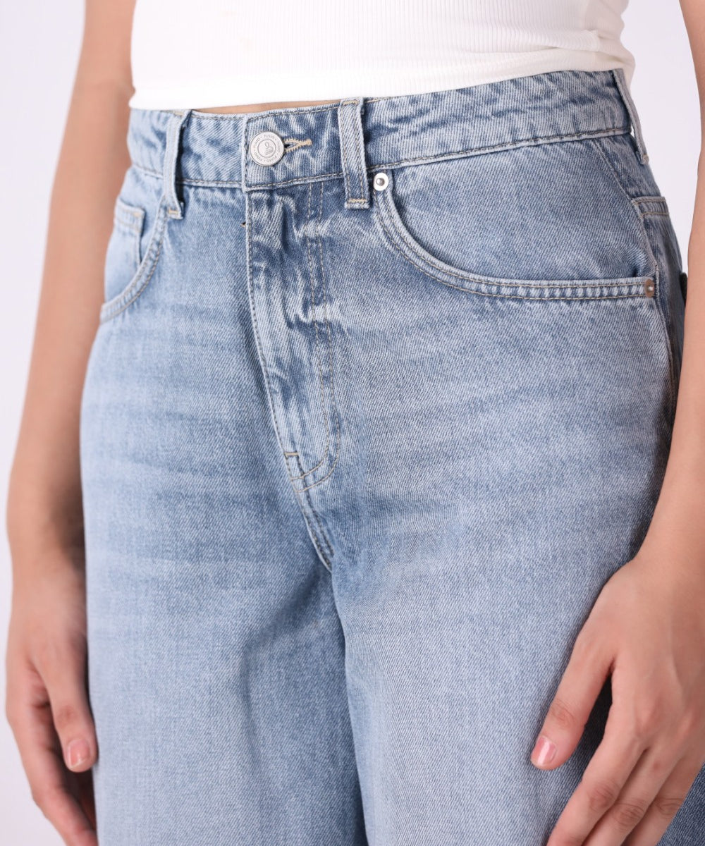 Slit Hem Wide Jeans