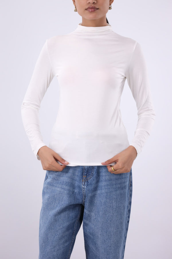 Mock Neck Stretch Top