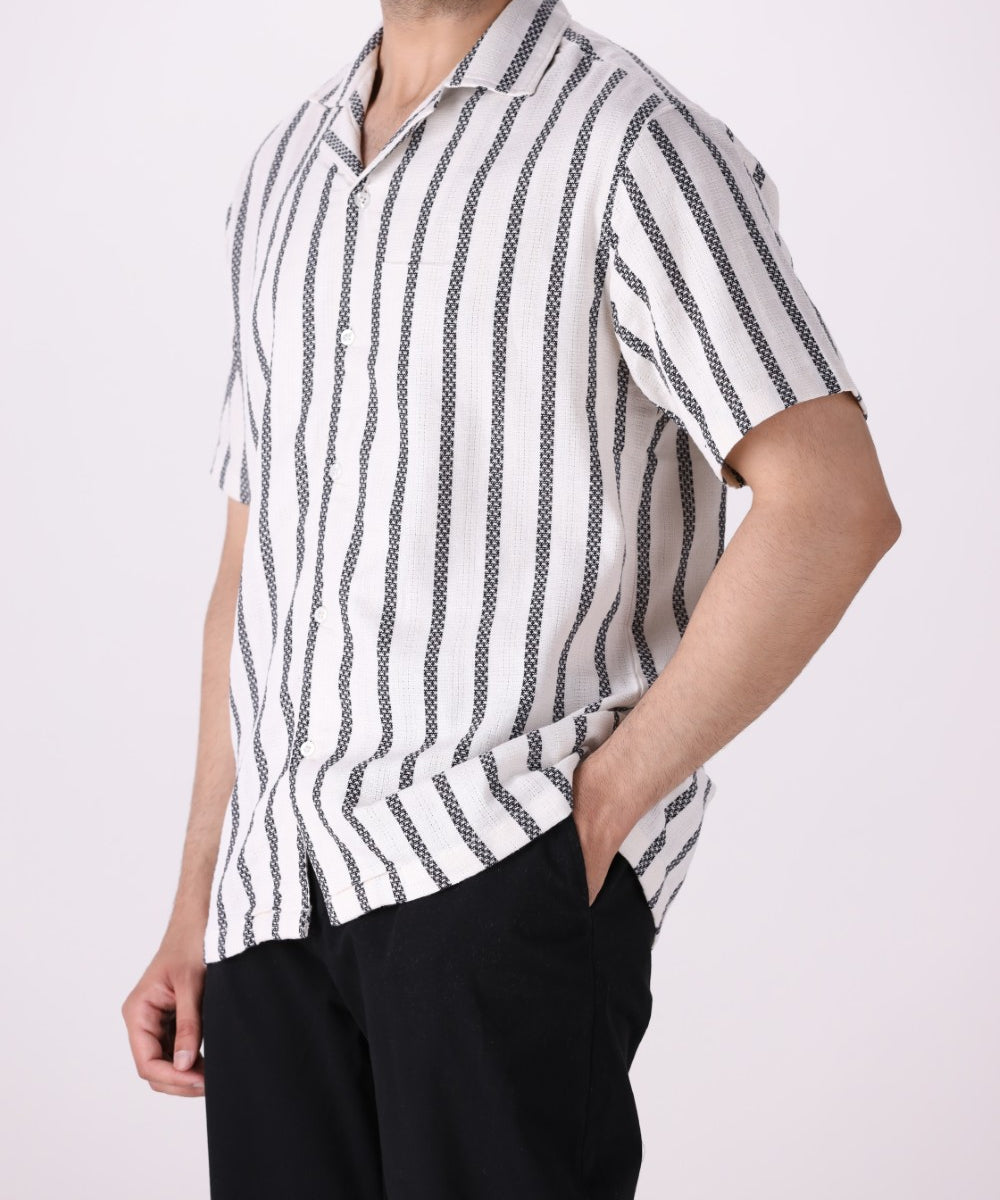 Striped Camp Collar Shirt