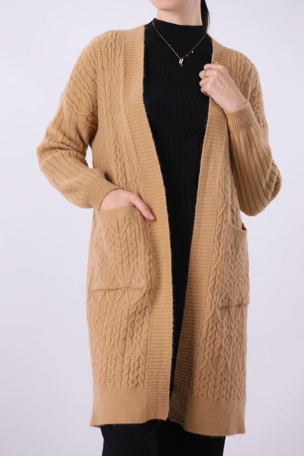 Cable Knit Open Front Cardigan