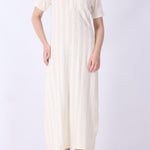 Side view of cream midi dress