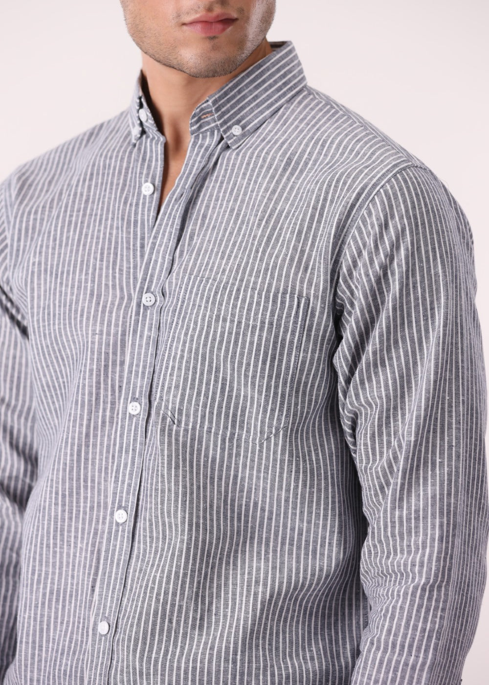 Soft Cotton Vertical-Striped Shirt