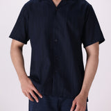Textured Cuban Collar Short Sleeve Shirt