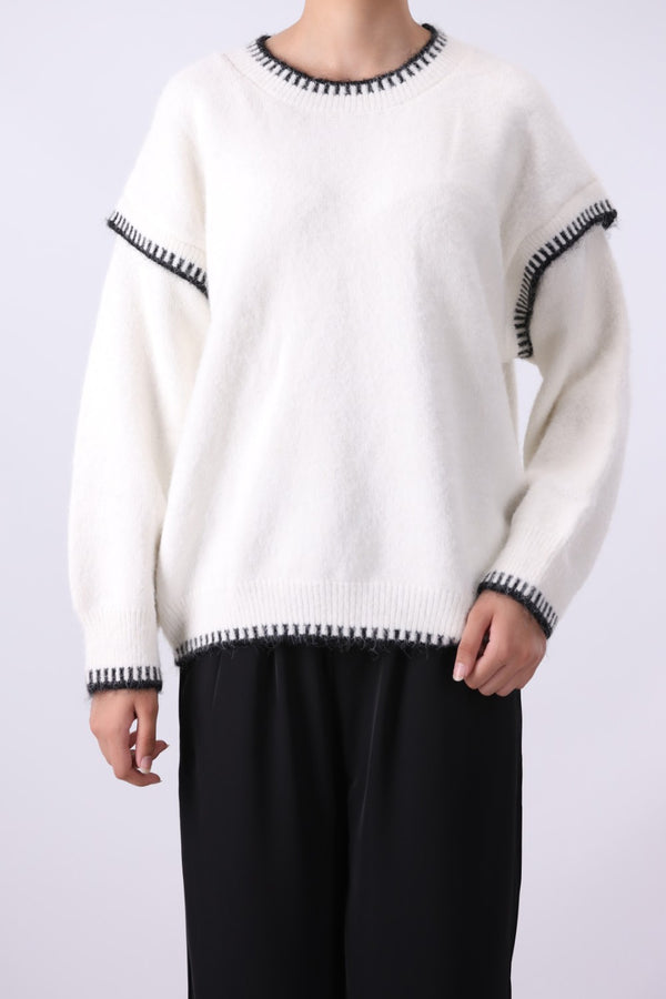 Oversized Contrast Trim Sweater
