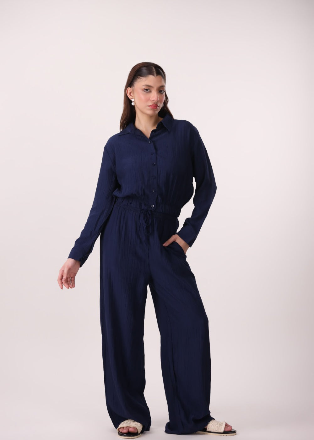 Drawstring Elasticated Trousers Cord Set