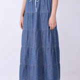 Tiered Chambray Maxi Skirt