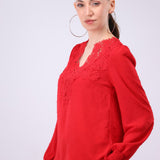 Lace Spliced Lantern Sleeve Top