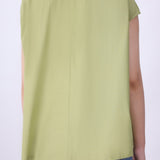 Cap Sleeves Pleated Poplin Top