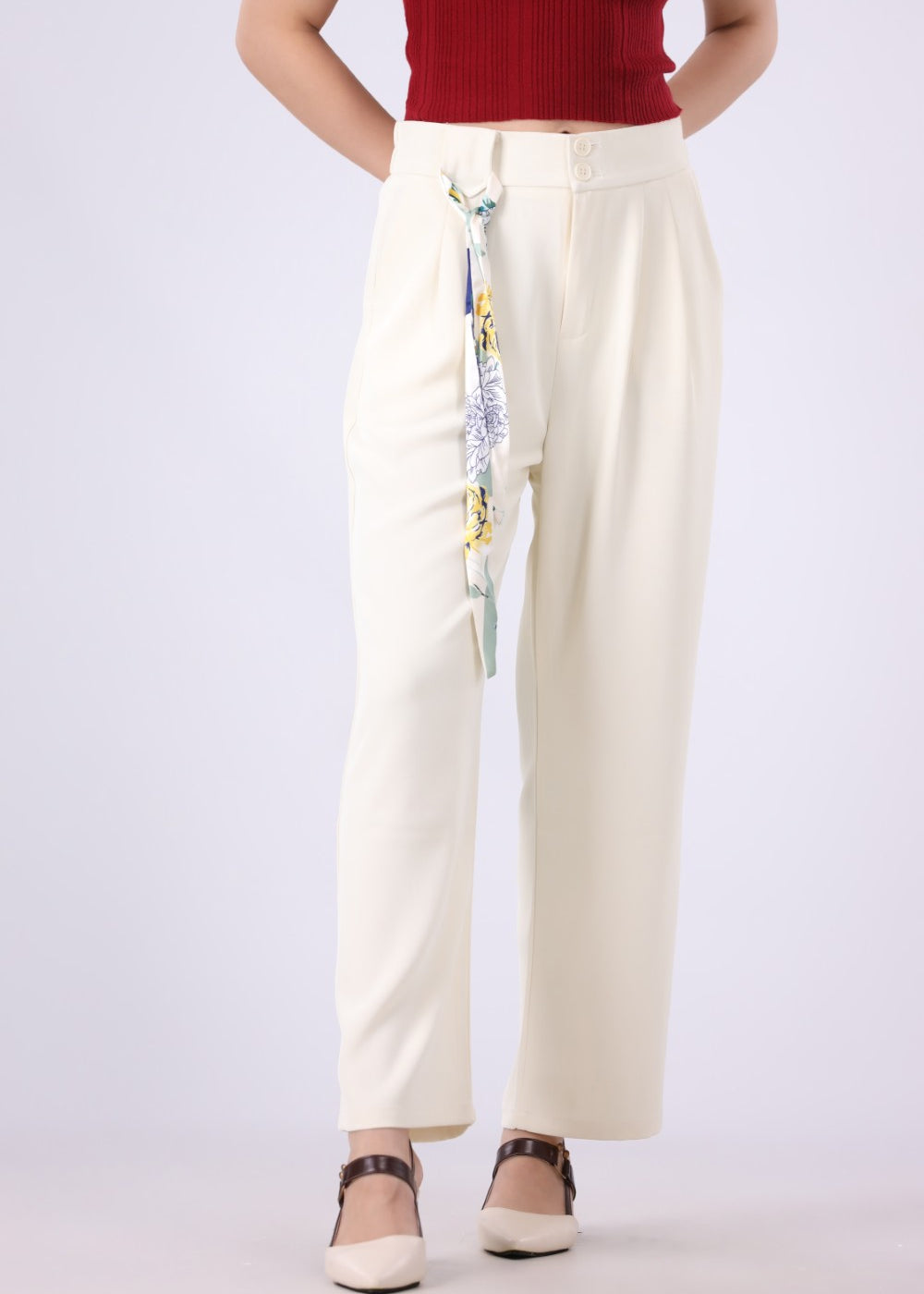 Women Woven /  Belted Scraf Pants