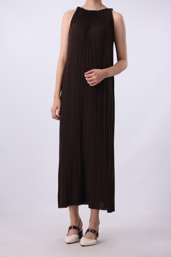 Pleated Halter Maxi Dress