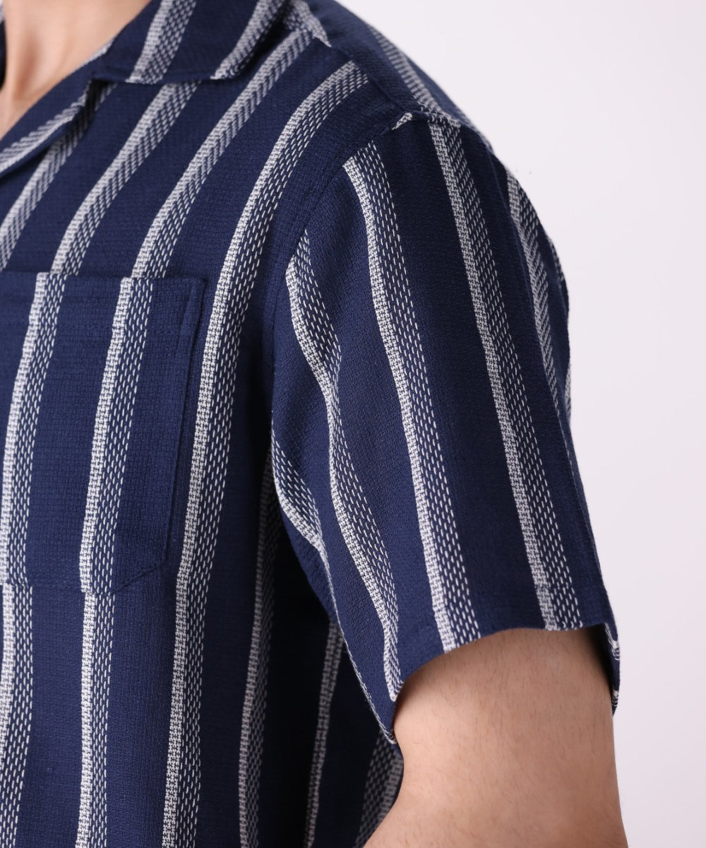Striped Camp Collar Shirt