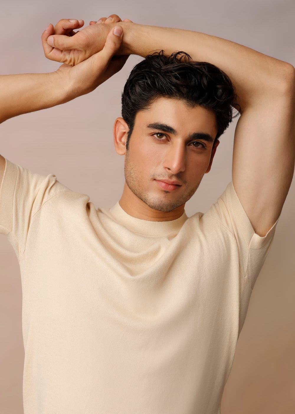 Beige Knitted T-Shirt