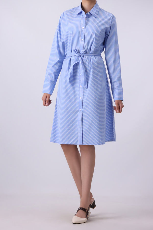 Striped Woven Button-up Dress