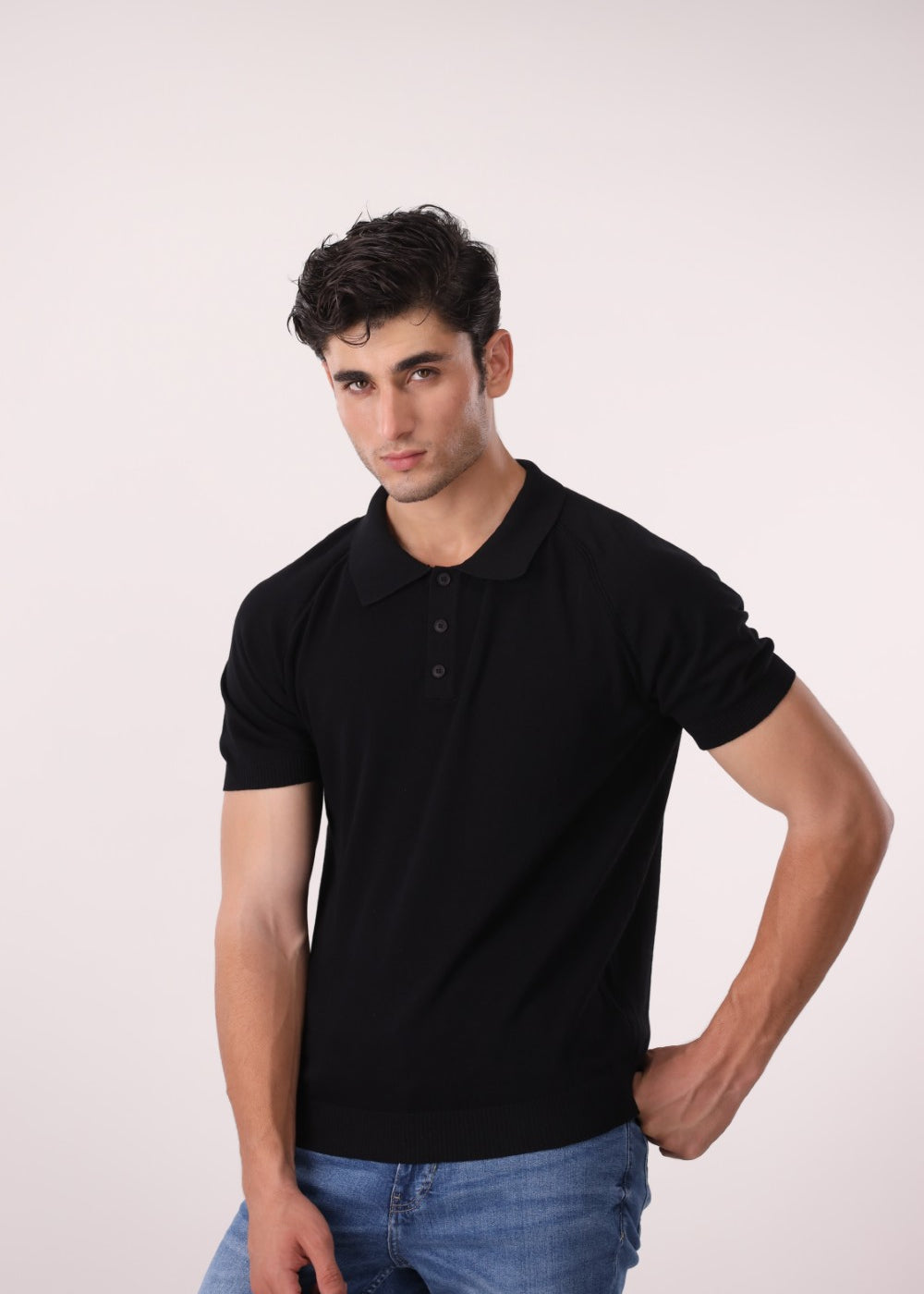 Knitted Polo Shirt with Refined Texture for Daily Wear