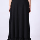Textured Ruffle-Hem Maxi Skirt