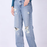 Distressed Straight Jeans