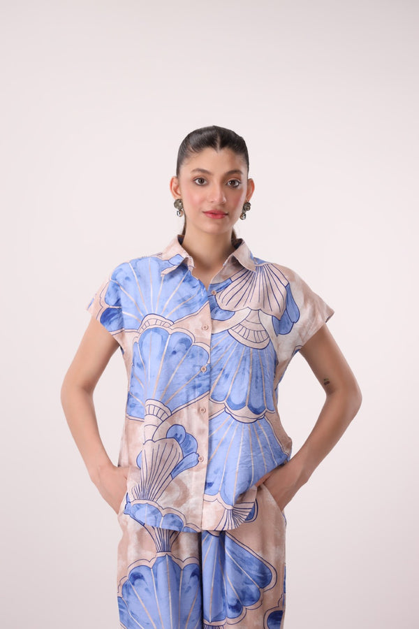 Cap Sleeved Printed Shirt