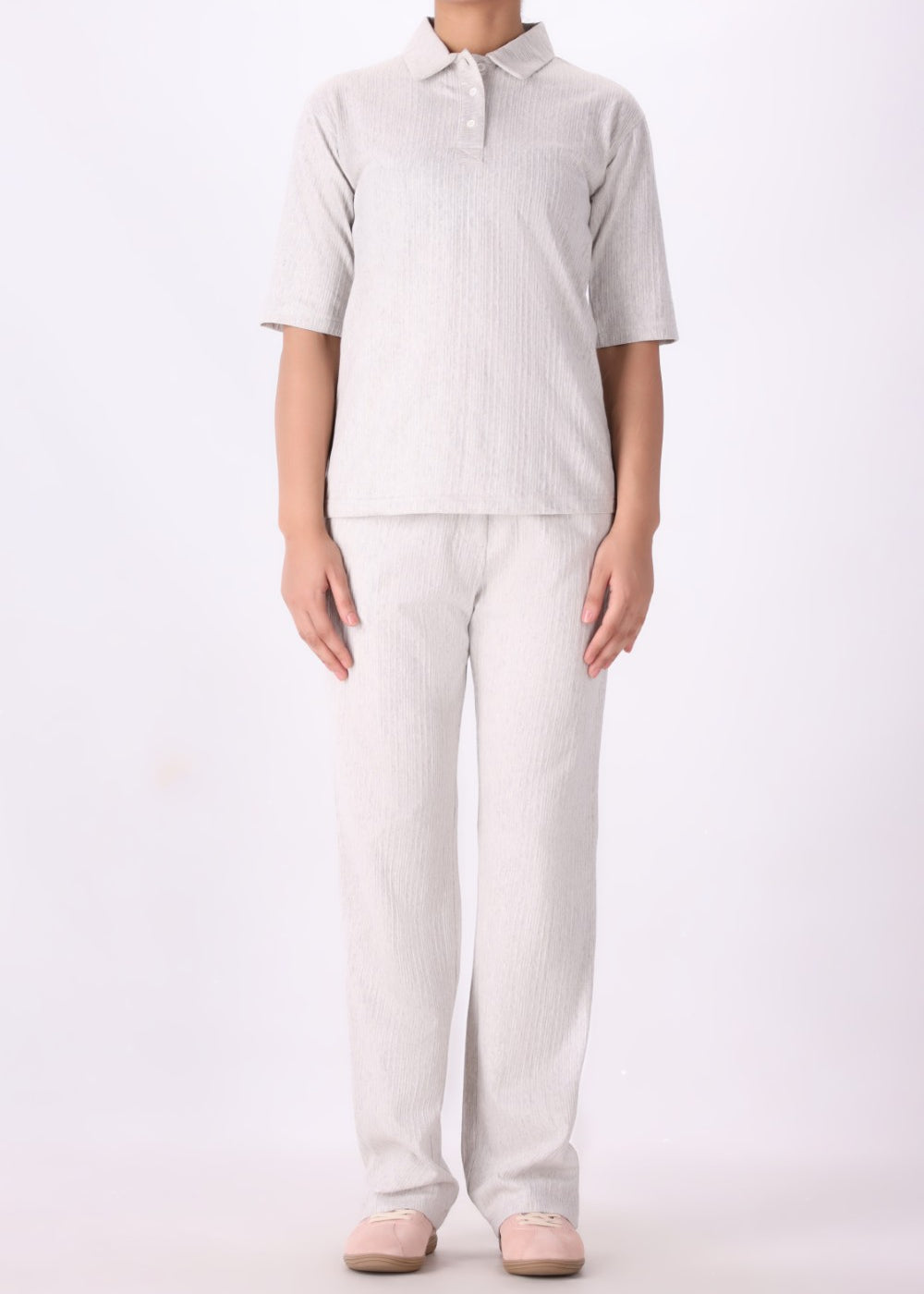 Textured Polo Co-ord Top