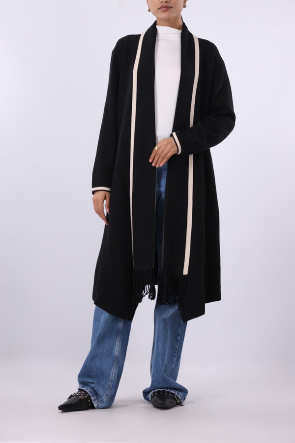 Open Front Cardigan With Fringes