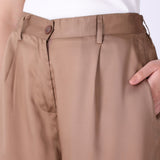 The Bronze Liquid-Satin Wide-Leg Trouser