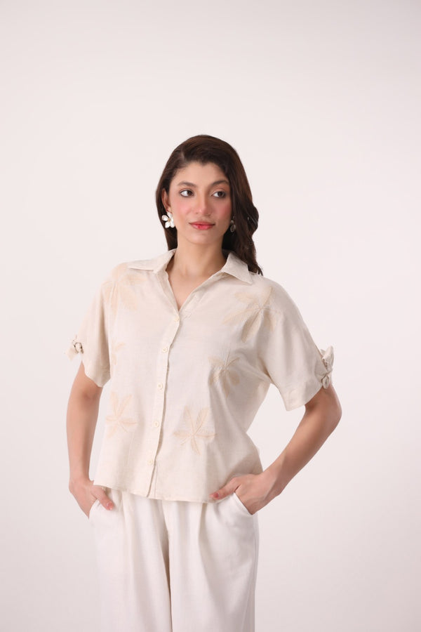 Embroidered Linen Top