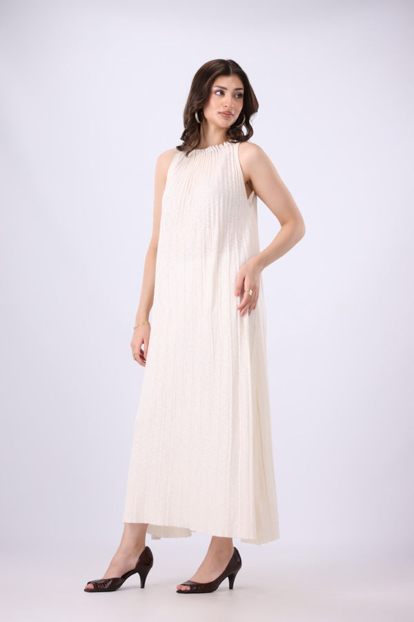 Pleated Halter Maxi Dress