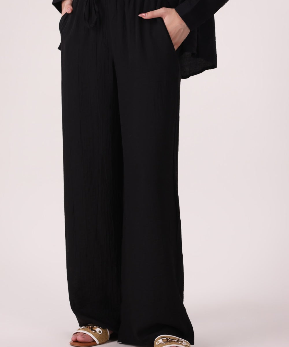 Textured Wide Leg Trousers
