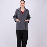 Double Breasted Wool Blend Short Coat