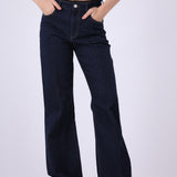 High-Waisted Dark-Wash Flared Jeans