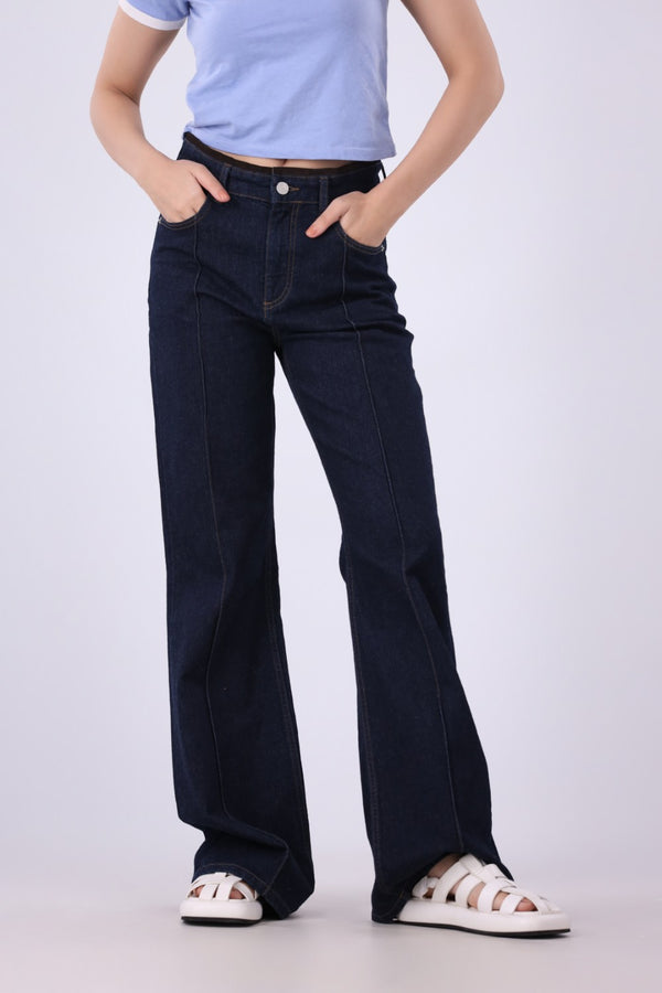 High-Waisted Dark-Wash Flared Jeans