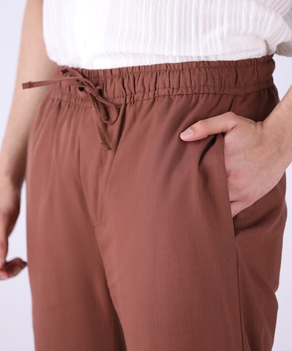 Relaxed Drawstring Linen Trousers