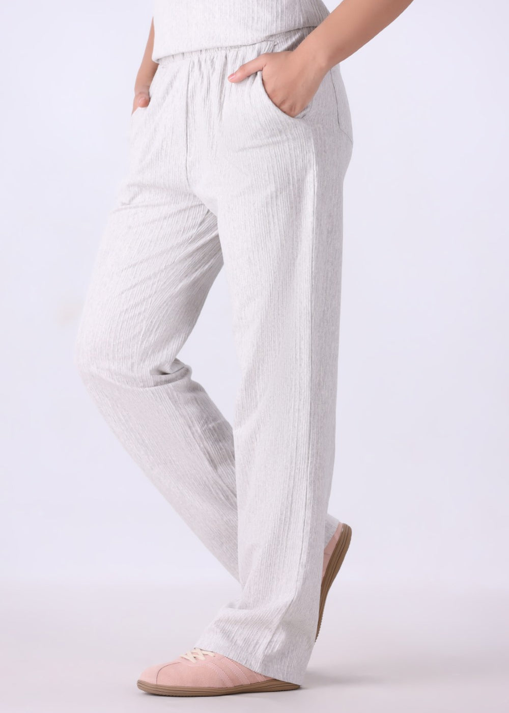 Textured Straight Trousers with Polished Office Shape