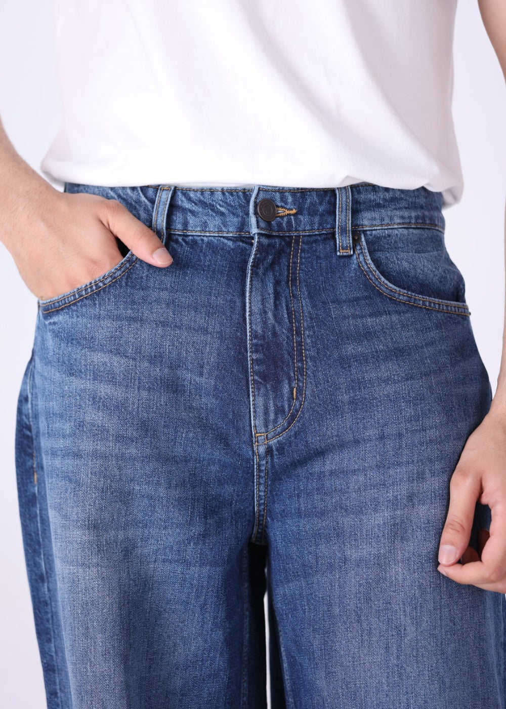 Everyday Denim Wide-Leg | Breathable Knit Fabric