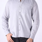 Ash grey regular fit shirt for men, front view
