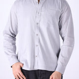 Ash grey regular fit shirt for men, front view
