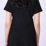 Back view of black textured t-shirt
