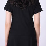 Back view of black textured t-shirt
